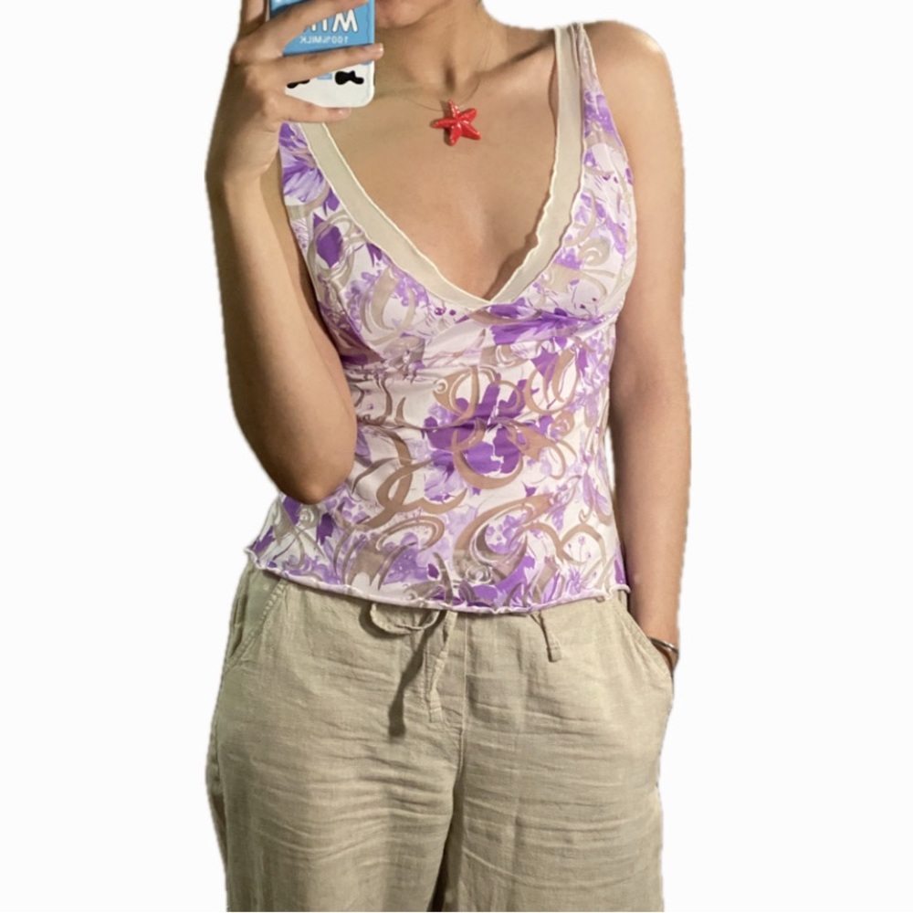 Purple Floral Slip Top